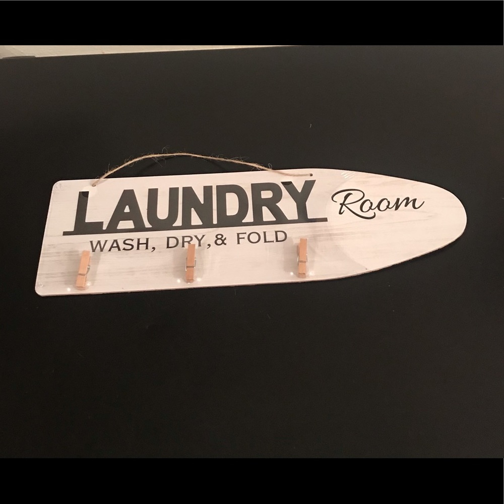 Laundry Room Decor Wall Plaque Iron Board 3 Clips